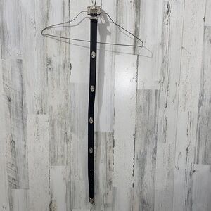 Brown Leather Belt with Distressed Silver Accents